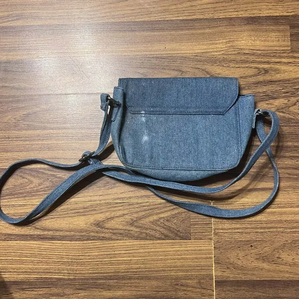 No Boundaries Denim Ring Embroidered Crossbody Bag Purse Heart Rainbow